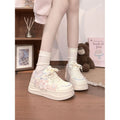 Pink women's cute cat sneakers -  spring/autumn new cartoon student platform korean style skate shoes