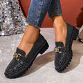 Exportplus sizespring & fallnew arrival round toe metal buckle slip-on small leather shoes british style thick heel thick sole loafers for women