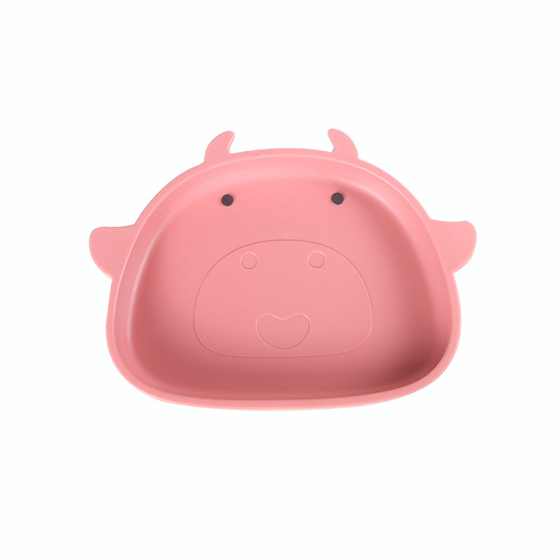 Amazon cartoon silicone plate kids food bowl suction bowl baby feeding utensils baby food suction plate drop-proof