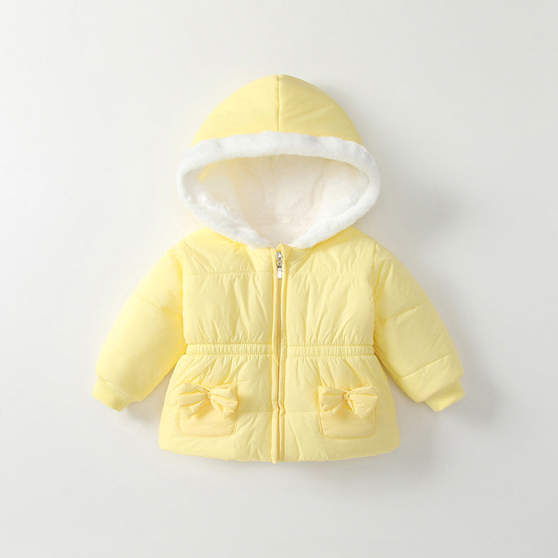 Girls' cotton-padded jacket, autumn/winter  new style, chic baby outerwear, princess fashion, thickened, extra-long sleeves, winter top