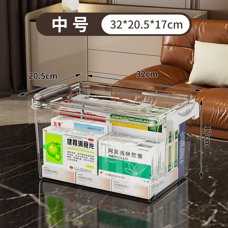 Family small medicine box emergency medicine cold medicine storage medicine storage box large family first aid storage medicine box