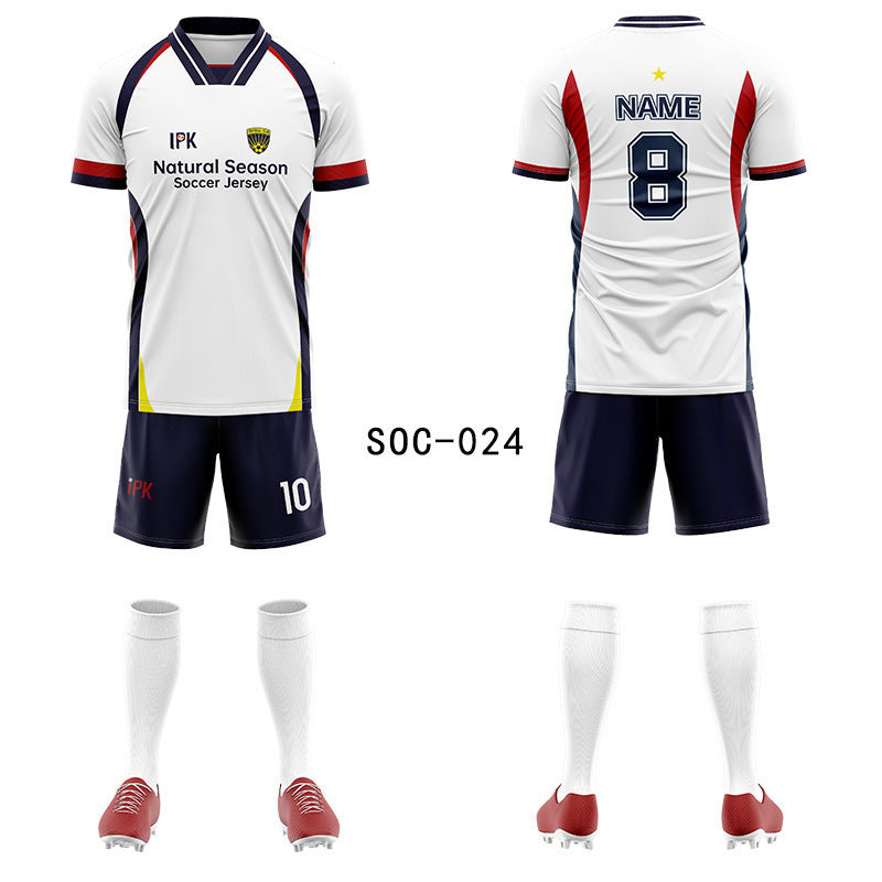 2025 new football jersey set men's football jersey team game jersey short-sleeved sports training jersey customization