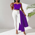 D394  supply cross-border women's fashion elegant bandeau top irregular sexy ladies' european and american wrap top