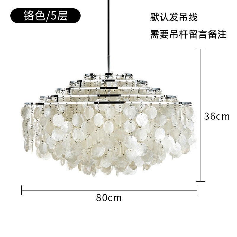 French Romantic Shell Chandelier Cream Wind Living Room Chandelier Italian Designer Bedroom Light Wind Chime Restaurant Lighting