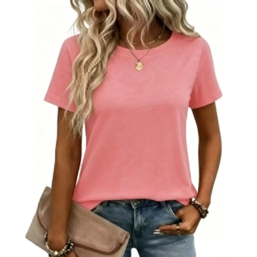 women's fashion, european and american style,    export new spring/summer casual solid color loose short-sleeve t-shirt