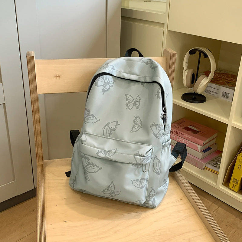 New simple cartoon butterfly backpack, primary and secondary school student campus schoolbag, large capacity and light travel  backpack