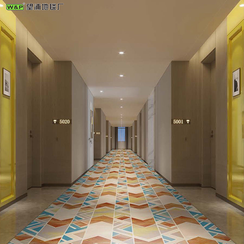 Hotel corridor aisle carpet new chinoiserie nylon printing 800g thickeneded flame retardant b1 pass-through floor stain-resistant aisle carpet