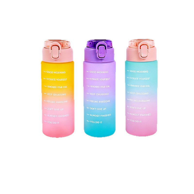 Gradient color straw cup portable bounce lid leak-proof and drop-resistant plastic cup large capacity outdoor fitness sports cup