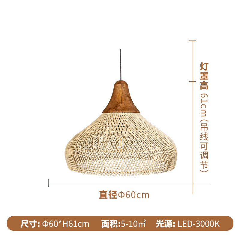 Wabi Silent Wind Retro Chandelier B & B Restaurant Tea Room Catering Clothing Store Rattan Designer Solid Wood Japanese Decorative Light