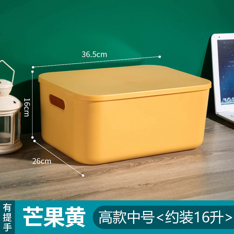 Household contrasting color storage box, wardrobe clothes sorting box with lid, large storage basket, sundries storage box, plastic.