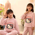 Kids half velvet pajamas girl medium large childrennew arrivalgirlfall and winter thickened home clothes winterheattech cotton