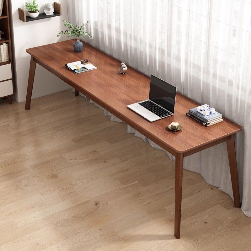 Workbench against the wall, narrow table, rectangular desk, double desk, for home computer desk, solid wood legs, long table