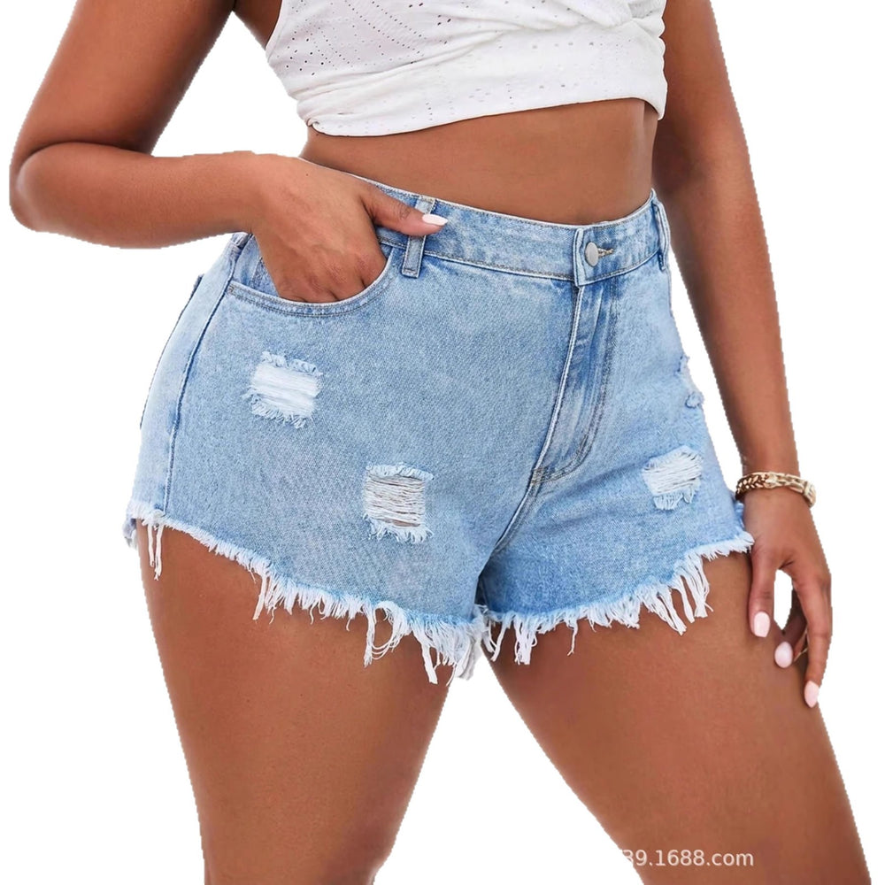 new arrivals: plus-size distressed denim shorts for women - high-waisted, slim-fit, perfect for , , and european & american markets
