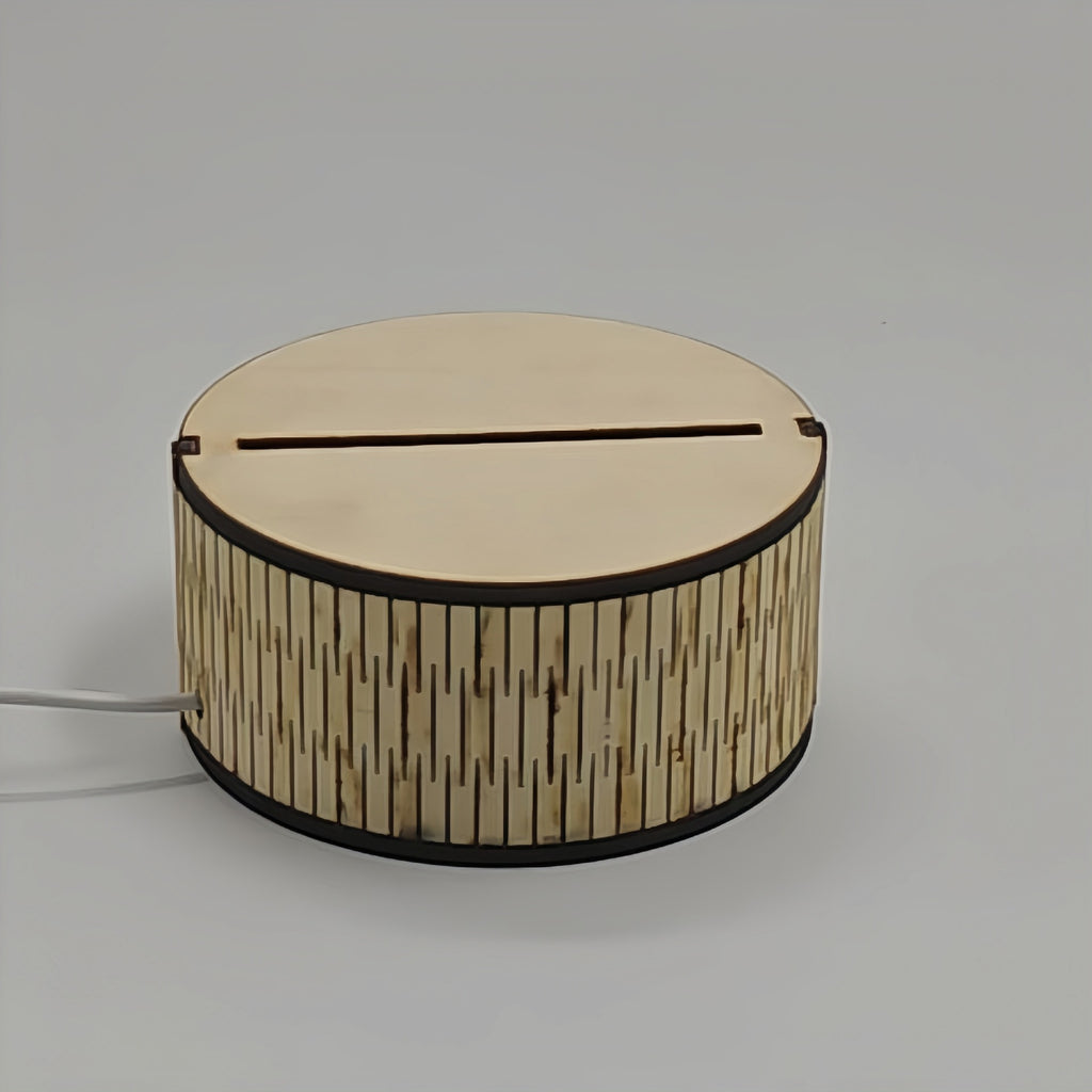 Wholesale long round wooden base night light USB handmade DIY water ripple splicing wood luminous base