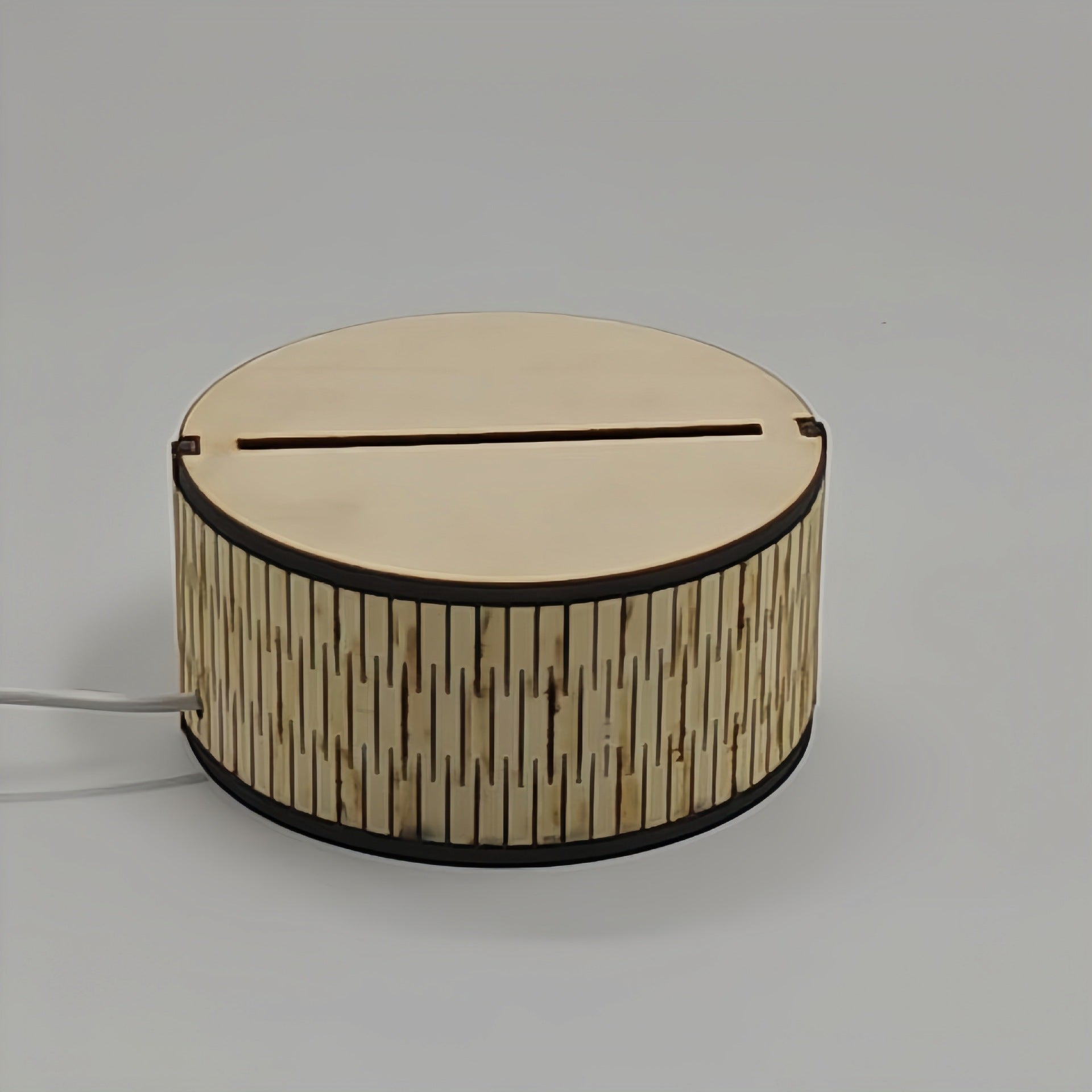 Wholesale long round wooden base night light USB handmade DIY water ripple splicing wood luminous base