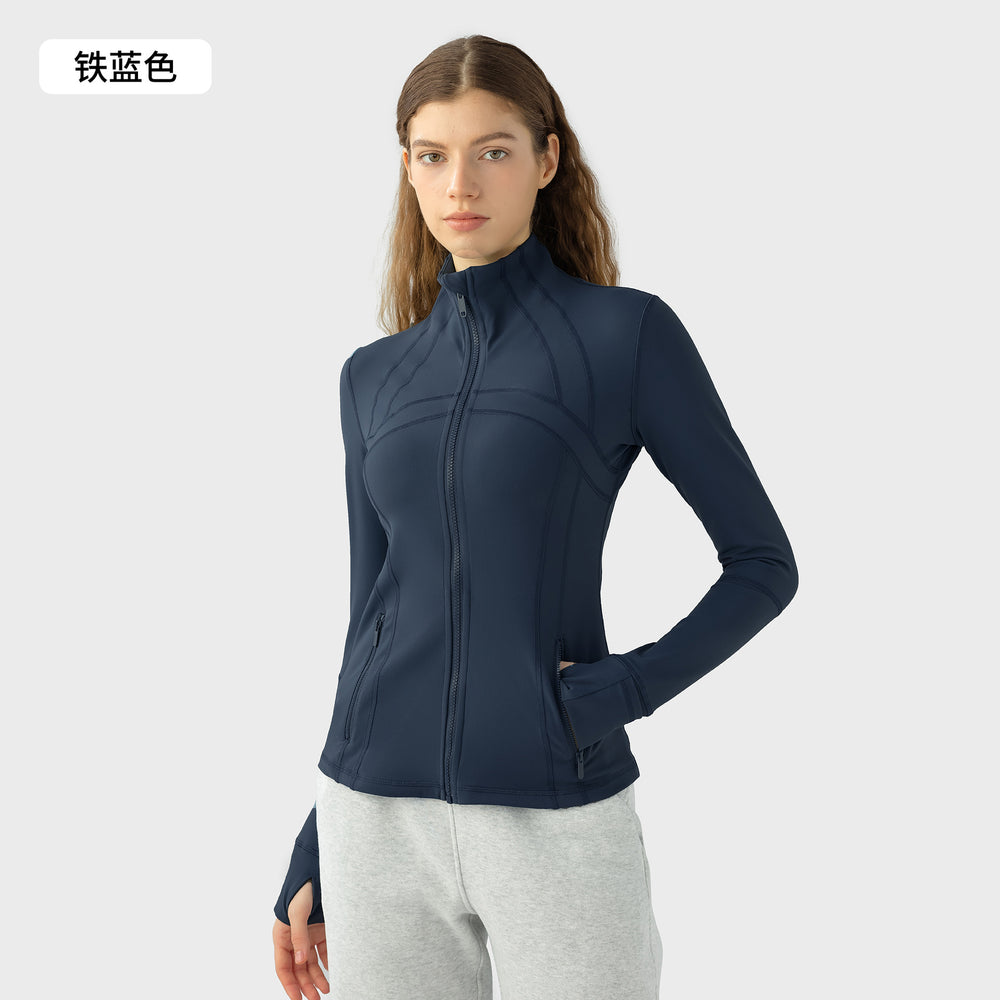 Fall and winternew arrival yoga sports outwear women's elastic zipper running fitness yoga long sleevestopsjacketz18031