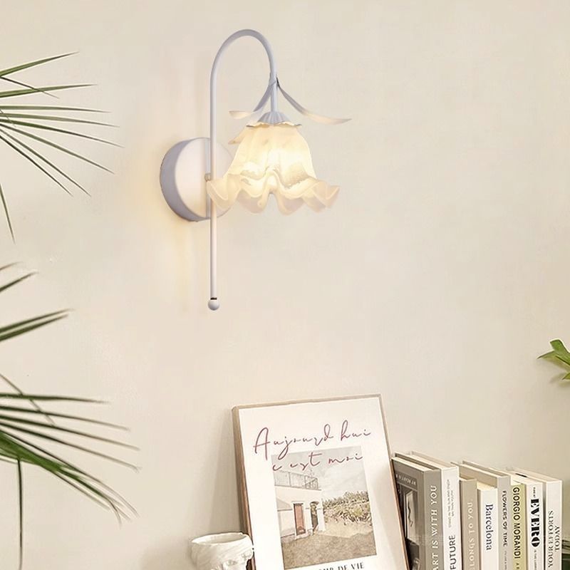 Rattan flower wall lamp nordic french cream lamp bright daily hook light aisle decorative wall lamp