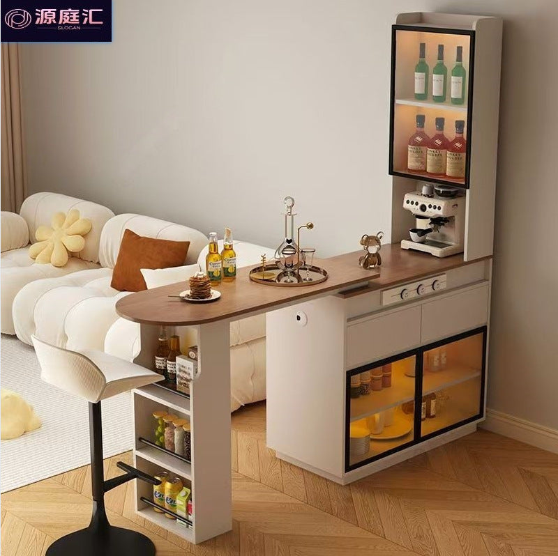Solid wood sideboard bar all-in-one living room cream style partition cabinet wine cabinet medieval style wall storage storage low cabinet