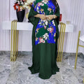 summer new arrivals: european and american style  print round neck maxi dress,  dress, african women's plus size clothing