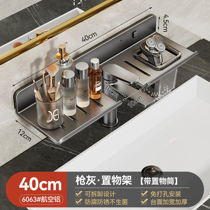 Washstand Shelf Mirror Front Faucet Washstand Washbasin Wall Hanging No Punching Storage Bathroom Toilet