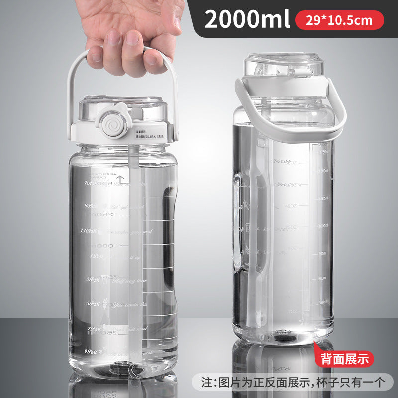 Summer new arrival: large capacity sports water bottle - high temperature resistant, dual-drink spout, drop-proof, portable fitness bottle, stylish plastic cup