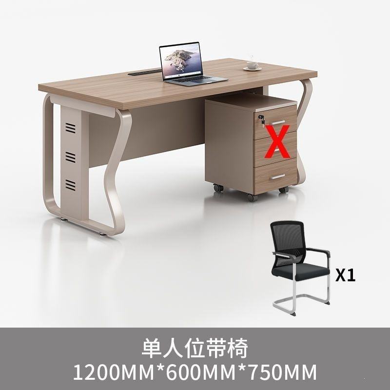 Computer desk and chair set - modern minimalist conference table for meetings, partitioned multi-person office desk for employees