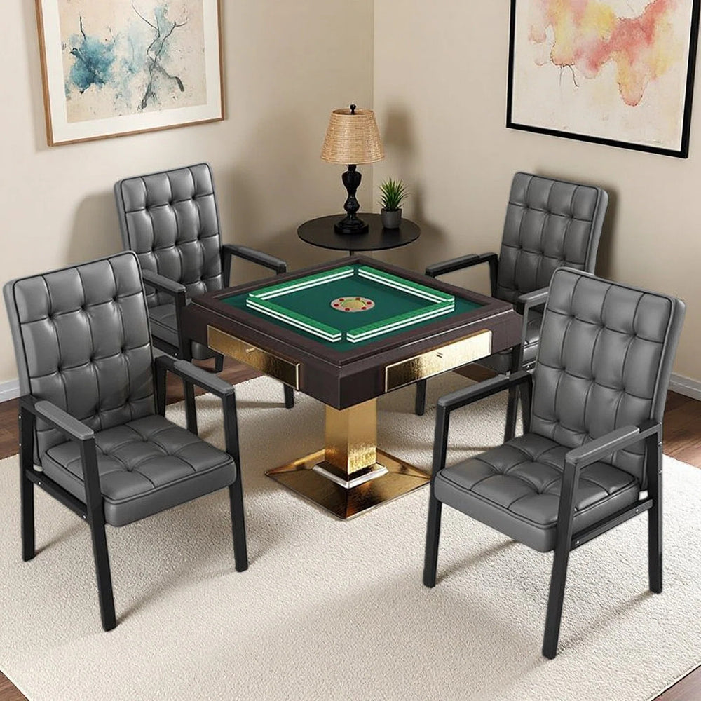 Mahjong chair chess and card room backrest plaid long sitting conference stool mahjong house for home office chair for playing mahjong