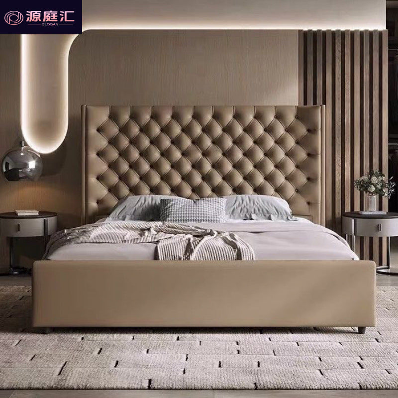 Modern creative italian american style zipper closure light luxury black double bed for home bedroom master bedroom upholstered wedding bed