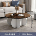 Accessible luxury tempered glass coffee table living room for home small apartment slate round popular creative normcore balcony tea table