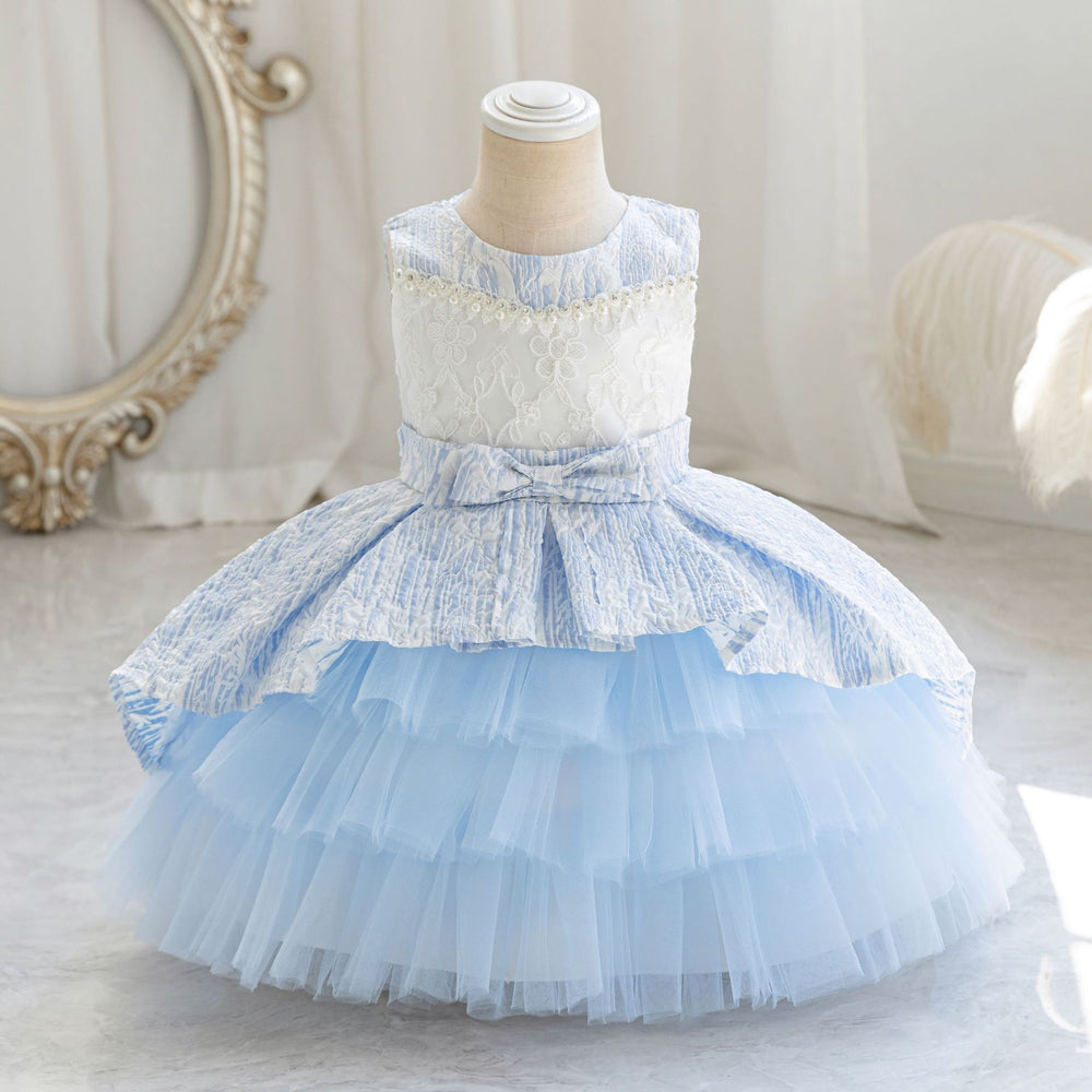 Export ready stock wholesale children's dresslace cake princess dress baby girl party evening dress kids dress