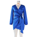Amazon's new arrival european and american women's clothing sexy imitation silk wrap skirt women's nightclub club dress