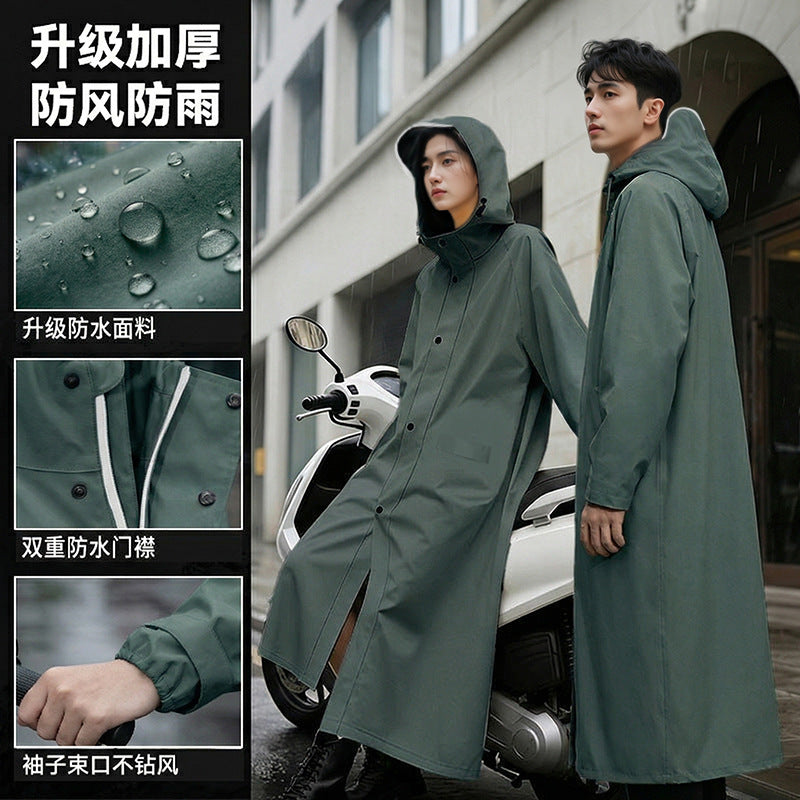 Men's long raincoat full body rain suit - waterproof rain gear for electric motorcycles, women's adult outerwear, one-piece rain poncho