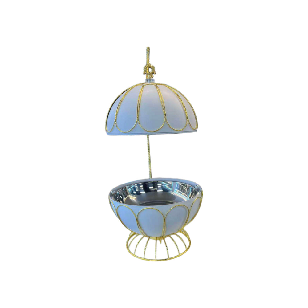 White stainless steel globe buffet warmer - hotel-style buffet stove - soup warmer
