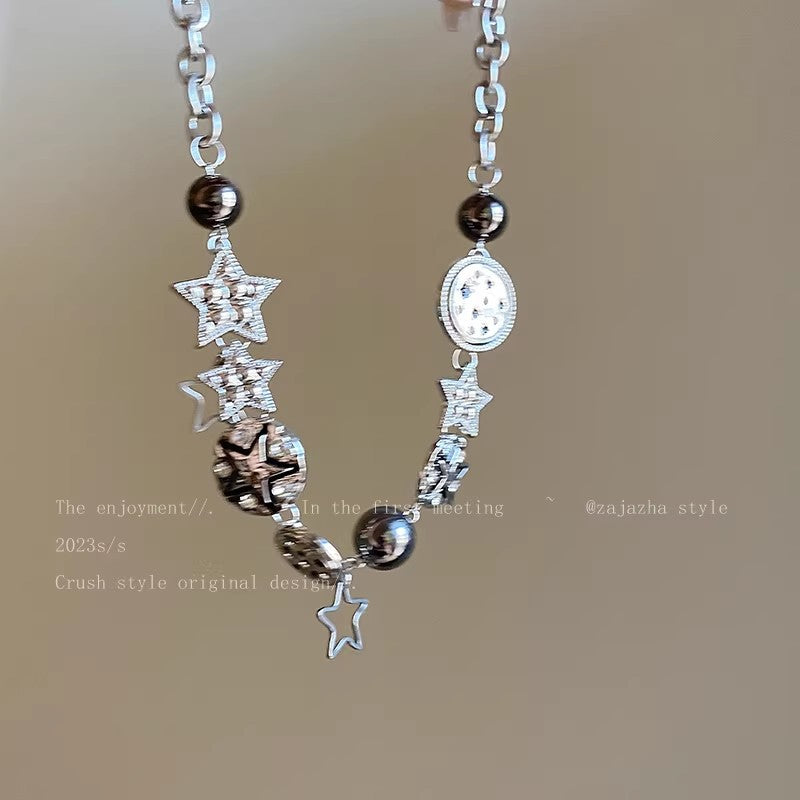 Star heavy industry exaggerated necklace for women sweet cool punk retroniche stylesense of design accessories choker clavicle chain necklace