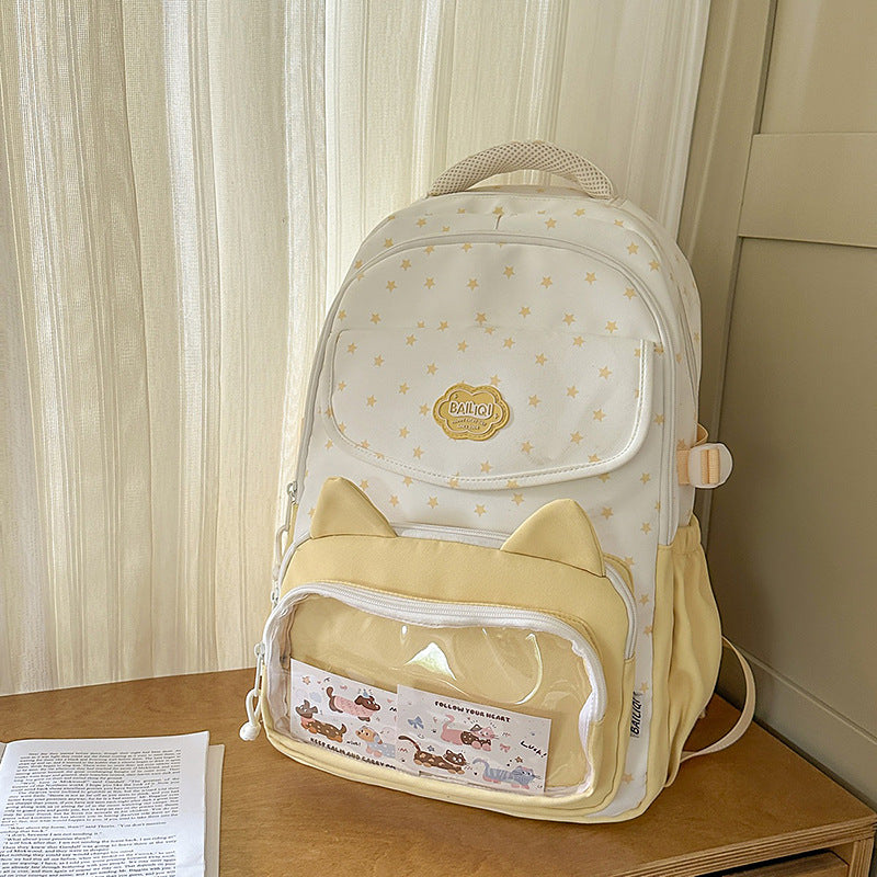 Summer cartoon print cat lightweight tote bag 2025 new fashionable and cute backpack for elementary school students