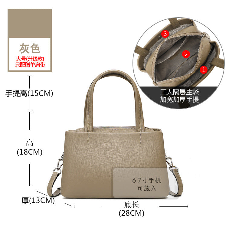 Soft leather women's handbag women's 2025 new versatile first-layer cowhide women's bag casual large-capacity shoulder bag