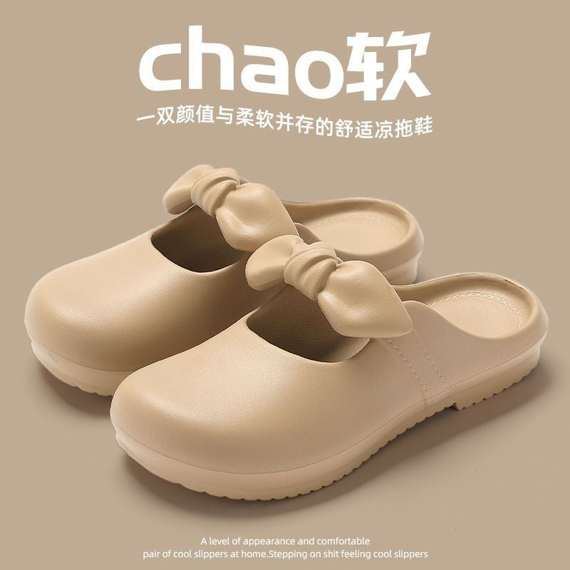 2025 summer fashion versatile bow slippers women's sweet minimalist mary jane bow toe slingbacks
