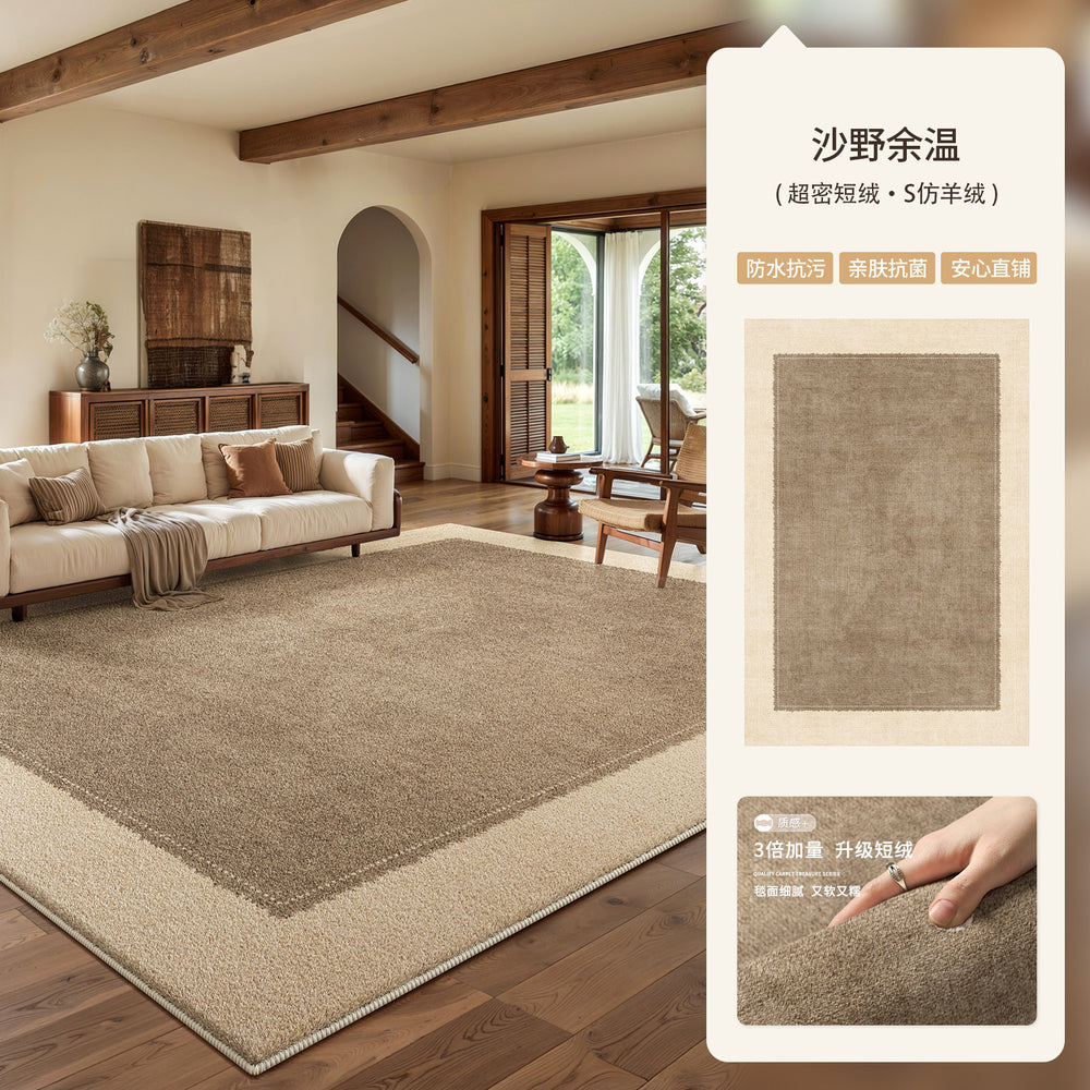 Vintage-style living room rug - easy-clean, wipeable, premium waterproof sofa bedside mat - low-maintenance floor covering, full coverage available
