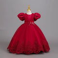Ready-to-ship new lace wedding dress bubble sleeve princess dress girls birthday party dress kids dress