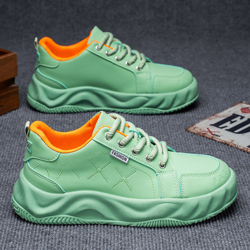2025 new men's breathable versatile bestselling athletic leather casual chunky sole height increasing anti-slip trendy shoes