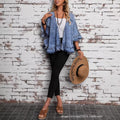 Amazon tiktok pinduoduo foreign trade cross-border fashion women's ruffles sleeve denim cardigan washed outwear