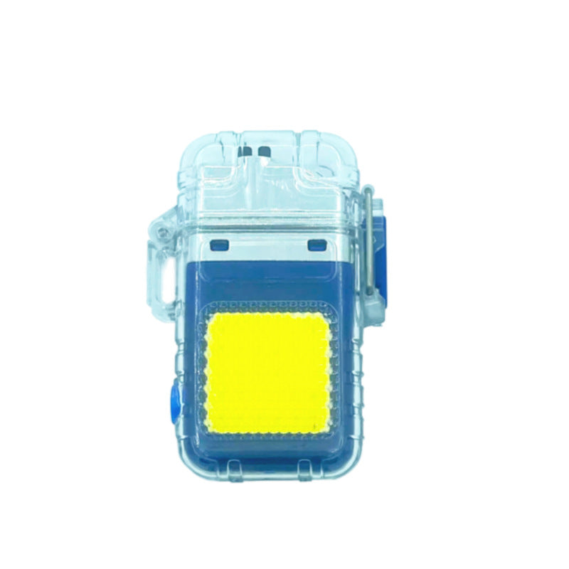 Customized keychain flashlight Dual arc lighter type-c charging and maintenance Emergency work light Strong light flashlight