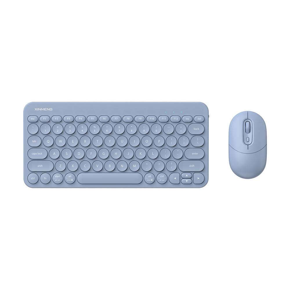 Xinmeng rf702 wireless bluetooth keyboard and mouse combo - rechargeable punk round keycap keyboard for tablets and laptops