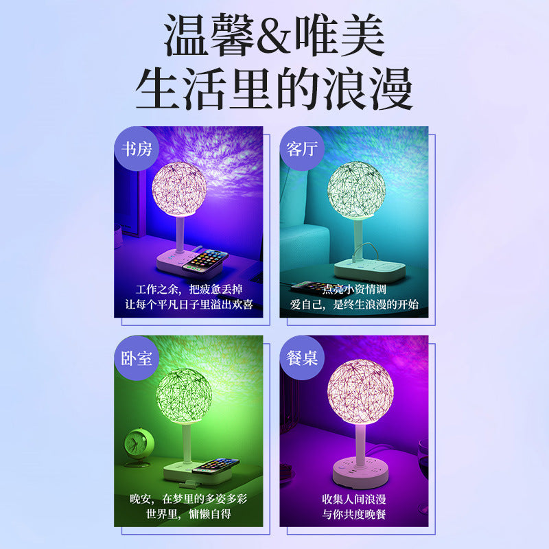 Led smart voice control desk lamp with socket, night light, bedside lamp for bedroom, rental house, sound control light