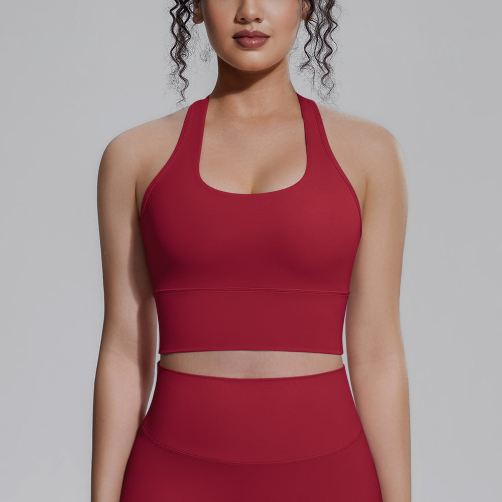 Naked-feel compression sports bra yoga top - quick-dry racerback workout tank with padded yoga bra