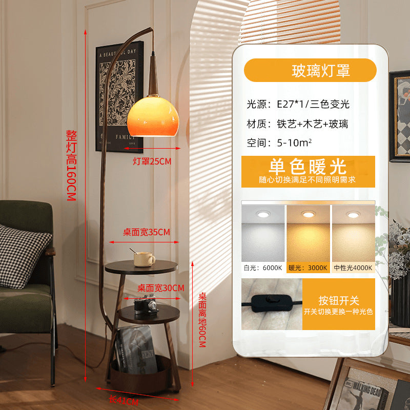 Medieval style living room grapefruit floor lamp next to the sofa living room bedroom bedside table storage all-in-one atmosphere vertical floor lamp