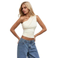 ins hot selling cross-border women's clothing sexy one shoulder t-shirt spring and summer new style slanted collar off-shoulder pure desire top