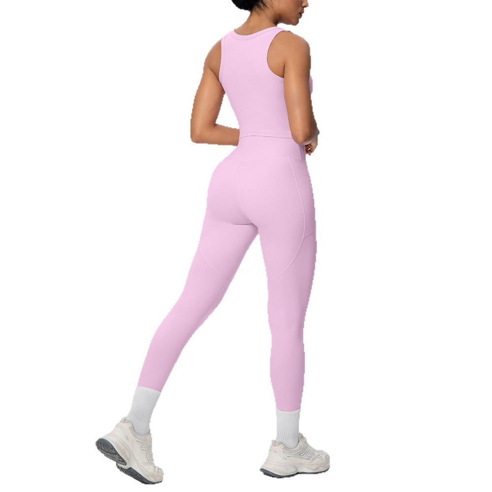 new cloud-feel quick-dry high-waisted pocket leggings with beautiful back design - yoga, outdoor running, and fitness activewear set for women