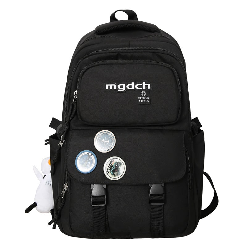 New large-capacity casual backpack stylish simple solid color campus style student school bag travel computer bag