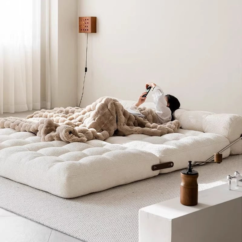 Single sofa small apartment living room tajjine sofa bed foldable cream style cashmere module lazy sofa